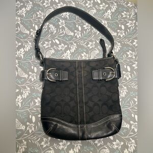 Coach black signature canvas shoulder bag